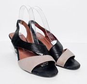 Jeffrey Campbell Hearst Black Tan Leather Wedge Heels Size 9.5 Women’s