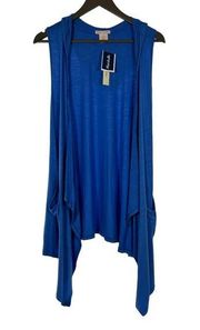 | Sweet Romeo | Blue Lightweight Draped Layering Hooded Shawl Vest Cardigan