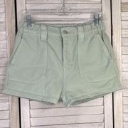 PACSUN Jean Shorts 100% Cotton Denim Stretchy Elastic Waist Light Green-Medium