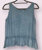 Style Envy Chambray Ruffle Tank Top