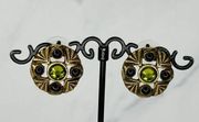 Chico's Vintage Boho Rhinestone Studded Gold Tone Earrings Pierced Pair