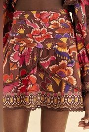 Brown Bright Flora Mini Skirt M