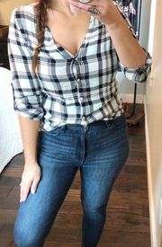 Max jeans small soft casual plaid flannel button down top