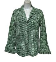 tory burch geometric button up long sleeve blouse XS