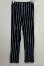 Brandy Melville 100% Cotton Black White Striped Cropped Pants