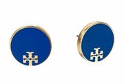 Tory Burch enamel logo stud earrings bondi blue nickel free . Iconic anchors