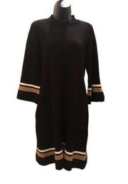 SANDRA DARREN Black Knitted Bell Sleeve Sweater Dress - size Medium