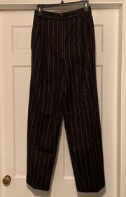 Vintage 90s Harvé Benard gray pinstriped high waist wool dress pants, size 8