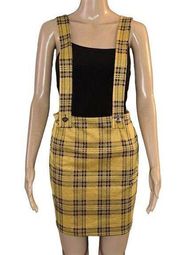 Popular 21 yellow plaid suspender skirt