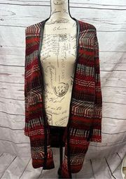 Rafaella medium red/brown/black cardigan with black trim (#1849)