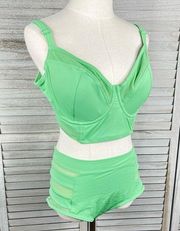 ADORE ME Daeny Mesh Panel Bikini Set Absinthe Green-38DDD/Large Bottom