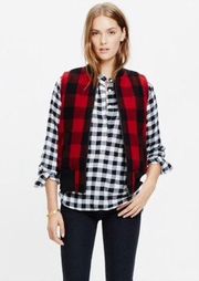 Madewell Red Buffalo Check Vest Size Extra Small