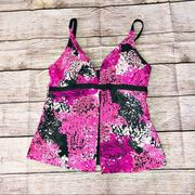 Free Country Fly Away Pink and Grey Tankini Top Size M