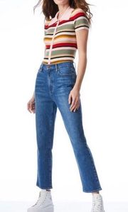 Alice + Olivia Liza Mid Rise Straight Ankle Jeans in Best Intentions