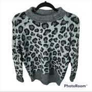 Cynthia Rowley Size xs Leapord Print Wool Blend Black and Grey Cowl Neck