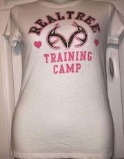 Realtree Sz S White Training Camp Camo Pink Logo Tee NEW NWT