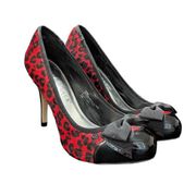 White House Black Market Naomi Red Leopard Print Pumps Heels Bow Calf Hair Black