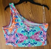 NWT  Multicolor Asymmetric Bandeau Tank Top  size XL