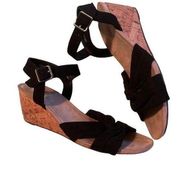 St. John’s Bay 8.5  wedge heel black ankle strap cross toe shoes