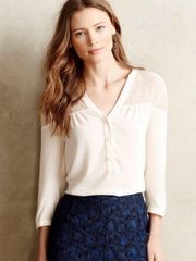 Anthropologie Vantaa Henley Blouse by Maeve Size 10