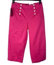 Charter Club SZ 14 Crop Pants Wide Leg Straight Pockets Stretch High-Rise Pink