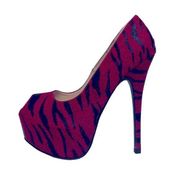 LILIANA Tiger Print peep toe platform stiletto heels, size 8