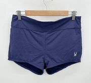 Spyder Shorts Women XL Navy Blue Pull On Nylon Blend Stretch Compression Spandex