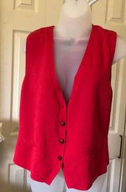 Vintage Button Up Down Red Cardigan (Size XL) 