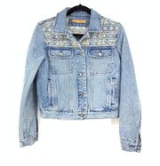 Rebecca Minkoff Womens Size Small Verona Denim Jacket Embroidered