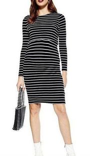 NWT Topshop Maternity Black Stripe Nursing Dress Size 4 ~