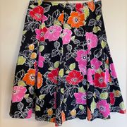 Chadwick’s Women’s Size 8 Black Floral Side Zip Flare Skirt