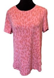 The Limited Pink Animal Print Casual Classic Short Sleeve Cotton T Shirt