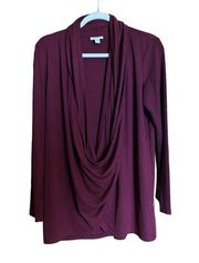 J Jill Sweatshirt Womens Small Purple Cowl Neck Ruched Stretch Sweater Ladies