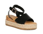 Bamboo Open Toe Cork Espadrille Flatform Sandal