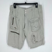 Pete & Greta by Johnny Was Cargo Shorts Womens Sz 6 Linen Y2k Pockets Pale Green