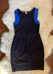 Bailey 44 B44 Dressed Anthropologie black and blue stretch mini dress Ponte knit