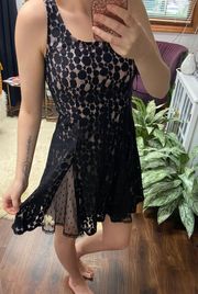 Black Lace Overlay Formal Dress