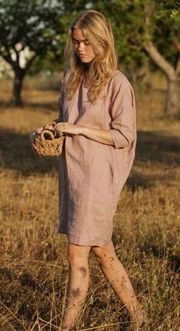 Magic Linen RELAXED FIT LINEN DRESS ARUBA IN WOODROSE Sz. L