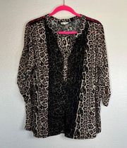 EUC Siren Lily Woman Cheetah Leopard Lace Blouse sz 3x