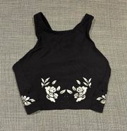 Silver Flower Design High Neck Top