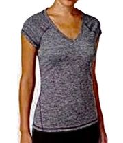 Women's V-neck Workout T-shirt short sleeve gray heather size medium, Ideology