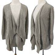 525 America Cashmere Cardigan Sweater Drapey Open Front Waterfall Gray Womens S