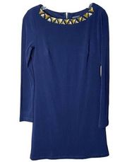 Vince Camuto Navy Blue Embellished Jewel Neck Dress Size 2​​​