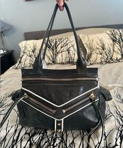 Trigger Leather Satchel purse, luxury, black, Legacy re-release. EUC
