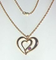 Avon Romantic February Birthstone Simulated Amethyst Heart Pendant Necklace