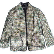 Lafayette 148 Green Boucle Tweed Wool Mohair Blend Zip Up Blazer Jacket S 6