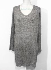 NWT  Soft V Neck Gray Sweater Dress New Ling Sleeve Fall Winter