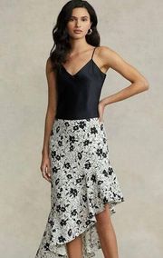 NWT Polo Ralph Lauren Floral Ruffled Asymmetrical Linen Skirt