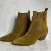 Sandro Boots Suede Leather Amelya Western Pull On Booties Khaki Size EU 40