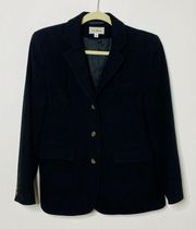 Vintage LL Bean Jacket Wool Cashmere Black Long Sleeve Blazer Sz 6